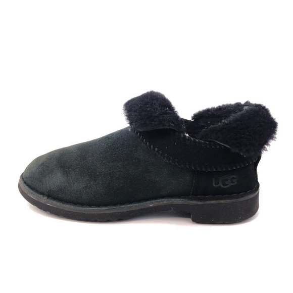 UGG McKay Black Leather Winter Ankle Booties 7.5 - Picture 2 of 14
